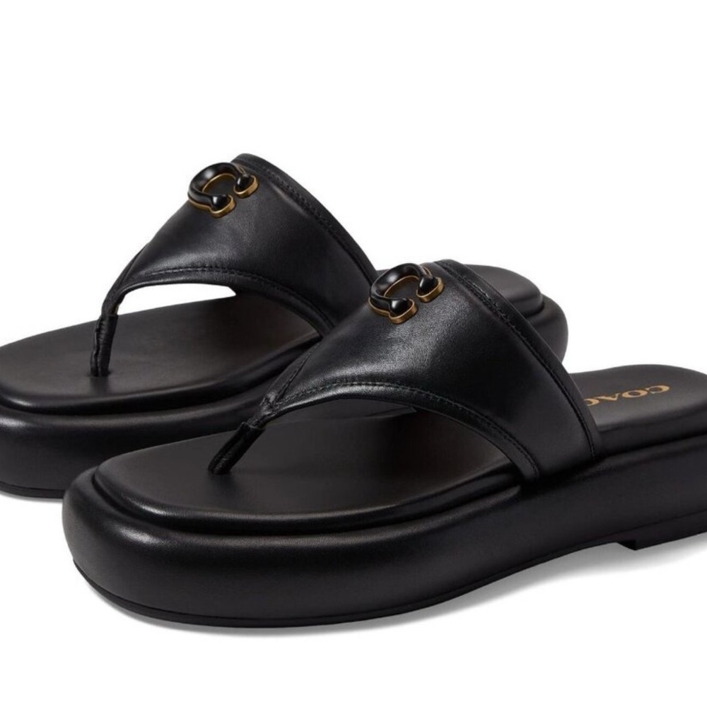 Coach Black Sylvie Leather Sandals